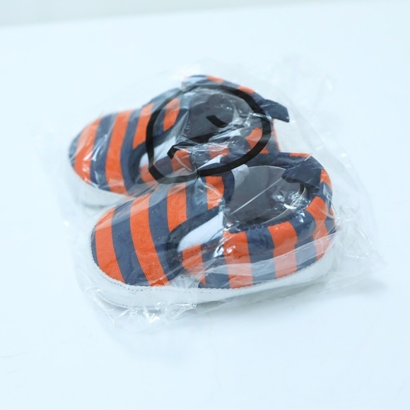 Baby Toddler Shoes Orange Blue striped size 1 Walking Boot Infant New slip-on - Picture 4 of 7